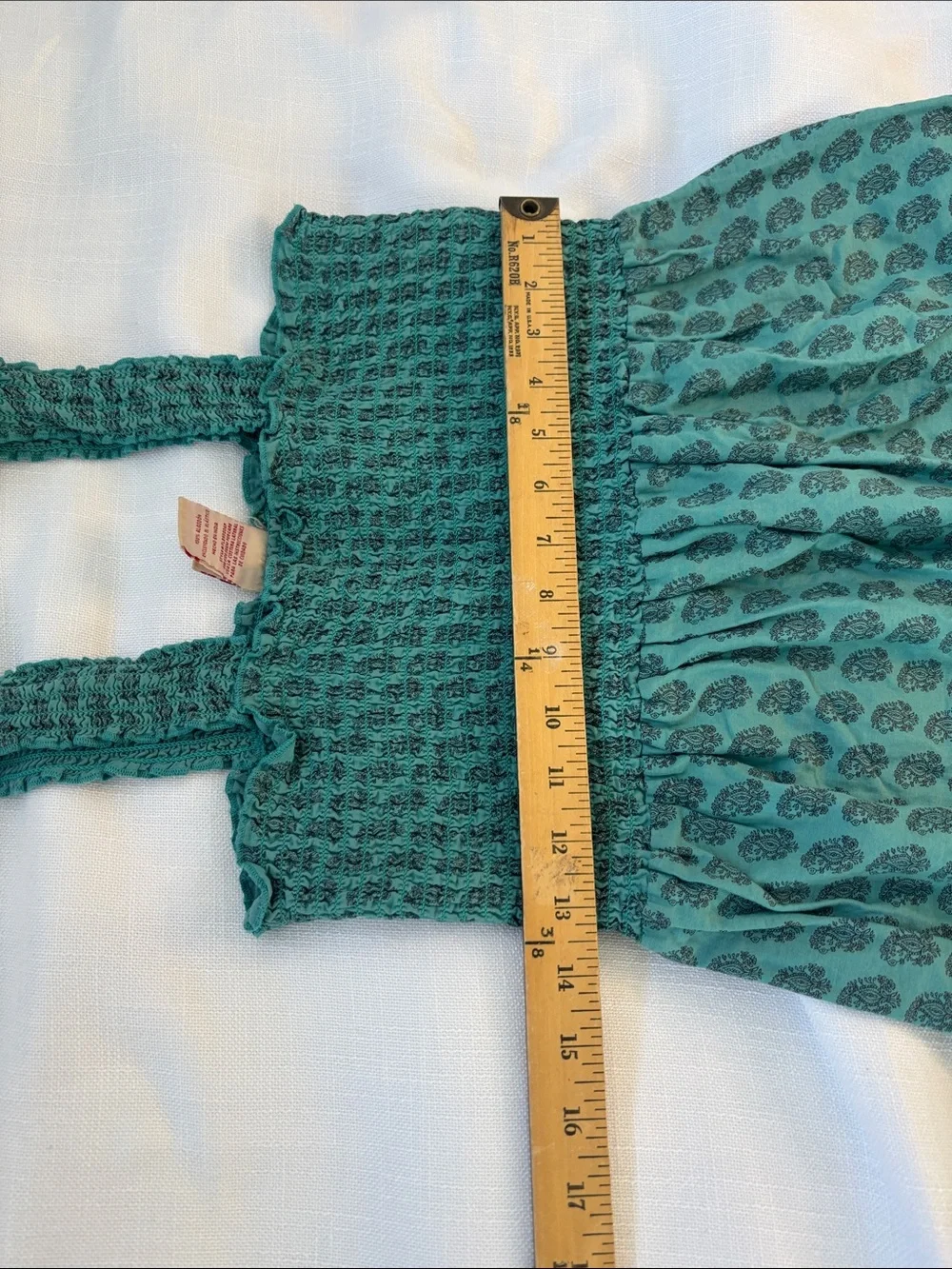 Faded Glory Teal Smocked Sundress with Printed Hem -264sku
